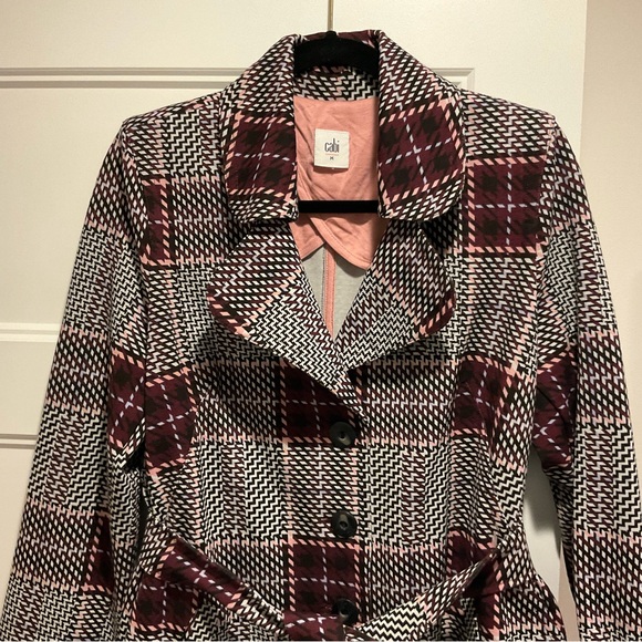 Plaid Cabi Trench Coat Jacket - Picture 2 of 6